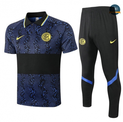 Cfb3 Camisetas Entrenamiento Inter Milan Polo + Pantalones Azul/Negro 2020/2021