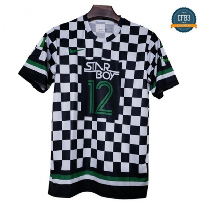 Camiseta Nigeria Plaid Negro/Blanco 2018-2019