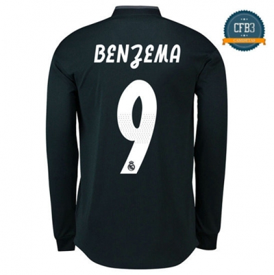Camiseta Real Madrid 9 Benzema 2ª Equipación Manga Larga 2018