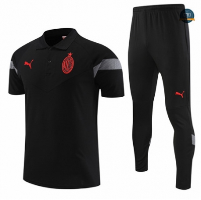 Nuevas Cfb3 Camiseta Entrenamiento AC Milan + Pantalones Equipación Negro 2022/2023