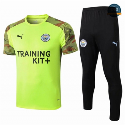 Cfb3 Camisetas D179 Entrenamiento Manchester City Verde/Negro 2019/2020 Cuello redondo