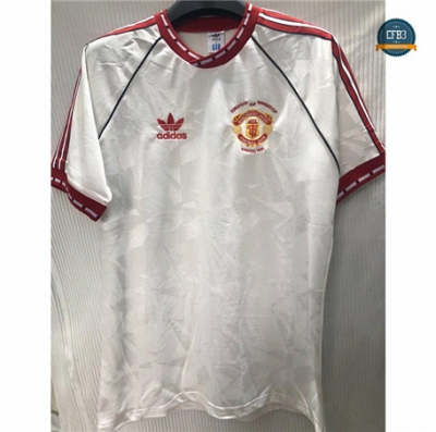 Cfb3 Camiseta Retro 1991 Manchester United 2ª Equipación Blanco