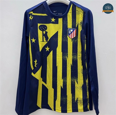 Cfb3 Camiseta futbol Atletico Madrid Equipación pre-match Manga Larga Amarillo/Negro 2025/2026