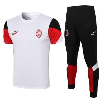 Cfb3 Camiseta Entrenamiento AC Milan + Pantalones Equipación Blanco 2021/2022