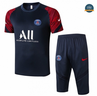 Cfb3 Camisetas Entrenamiento PSG + Pantalones 3/4 Azul Oscuro/Rojo 2020/2021