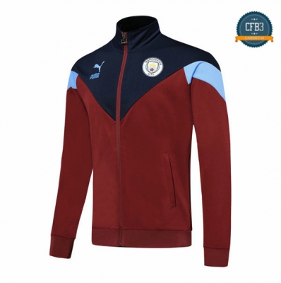 Cfb3 Camisetas Chaqueta Sudadera Manchester City Rojo/Azul 2019/2020 Cuello alto