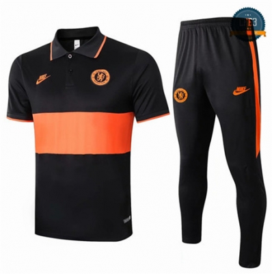Cfb3 Camiseta Entrenamiento Chelsea polo + Pantalones Negro/Naranja 2020/21