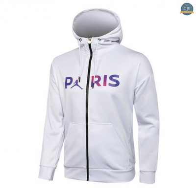 Cfb3 Camisetas Chaqueta PSG Jordan Equipacióna Capuche Blanco 2021/2022