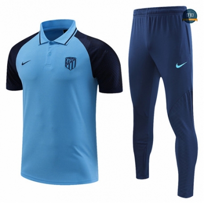 Comprar Cfb3 Camiseta Entrenamiento Atletico Madrid Polo + Pantalones Equipación Azul 2022/2023