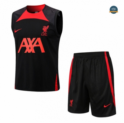 Comprar Cfb3 Camiseta Entrenamiento Liverpool Chaleco + Pantalones Equipación Negro 2022/2023