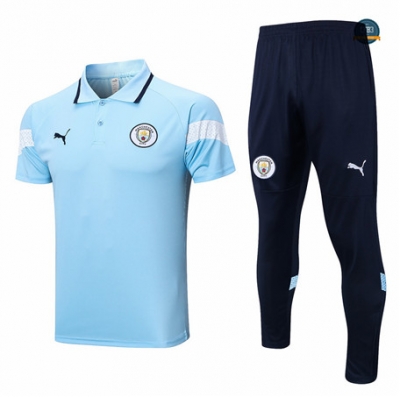 Nuevas Cfb3 Camiseta Entrenamiento Manchester City Polo + Pantalones Equipación Azul 2022/2023