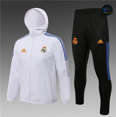 Cfb3 Camisetas Chaqueta Rompevientos Real Madrid Equipación Blanco 2021/2022