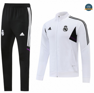 Cfb3 Camiseta Chaqueta Chándal Real Madrid Equipación Blanco/Negro 2022/2023 C096