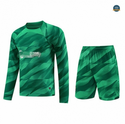 Outlet Cfb3 Camiseta Entrenamiento Barcelona Manche Longue + Pantalones Cortos Equipación Verde 2023/2024 tienda