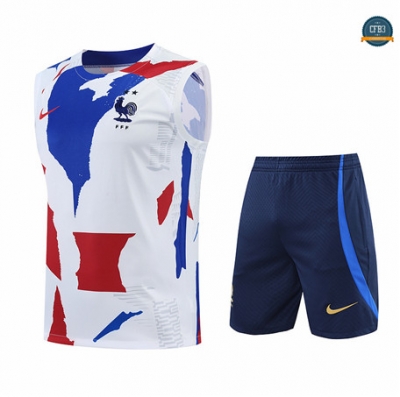 Cfb3 Camiseta Francia Chaleco Pantalones Equipación Blanco/Azul Profundo 2022/2023 C501