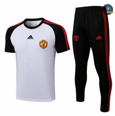 Cfb3 Camiseta Entrenamiento Manchester United + Pantalones Equipación Blanco/Negro 2022/2023