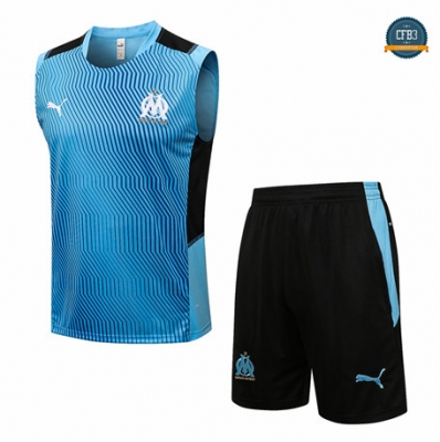 Cfb3 Camisetas Entrenamiento Marsella Debardeur + Pantalones Equipación Azul claro/Rojo 2021/2022