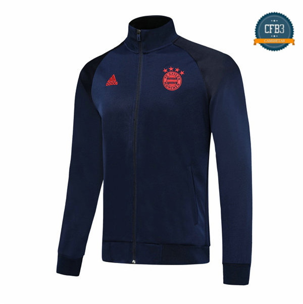 Cfb3 Camisetas Chaqueta Sudadera Bayern Munich Azul Oscuro/Rojo 2019/2020 Cuello alto