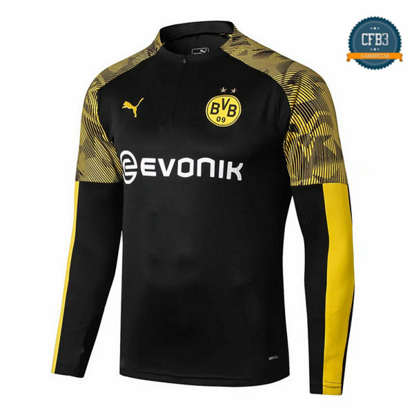 Cfb3 Camisetas Sudadera Cremallera Mitad Borussia Dortmund BVB Negro 2019/2020