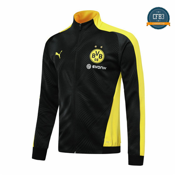 Cfb3 Camisetas Chaqueta Sudadera Borussia Dortmund BVB Negro/Amarillo 2019/2020 Cuello alto
