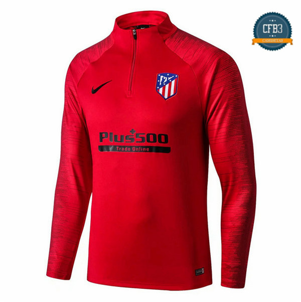 Cfb3 Camisetas Sudadera Cremallera Mitad Atletico Madrid Rojo/Negro 2019/2020 Strike Drill