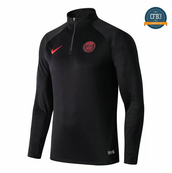 Cfb3 Camisetas Sudadera Cremallera Mitad PSG Negro 2019/2020 Cuello alto