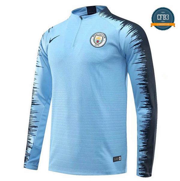 Cfb3 Camisetas Sudadera Cremallera Mitad Manchester City Azul Claro 2018/2019 Strike Drill