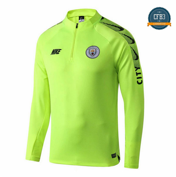 Cfb3 Camisetas Sudadera Cremallera Mitad Manchester city Amarillo/Verde 2019/2020