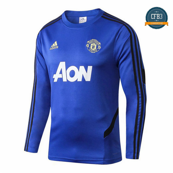 Cfb3 Camisetas Sudadera Training Manchester United Azul 2019/2020 Cuello Redondo