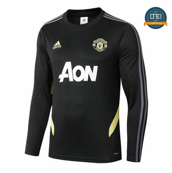 Cfb3 Camisetas Sudadera Training Manchester United Negro 2019/2020 Cuello Redondo