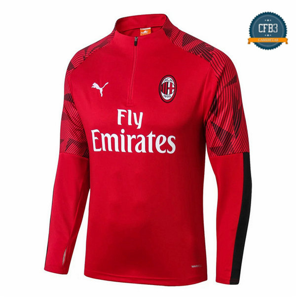 Cfb3 Camisetas Sudadera Cremallera Mitad AC Milan Rojo 2019/2020