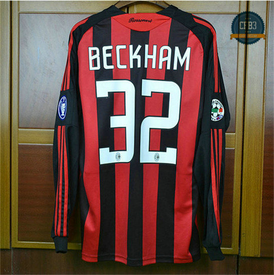 Camiseta 2008-09 AC Milan Manga Larga 1ª Equipación (32 Beckham)