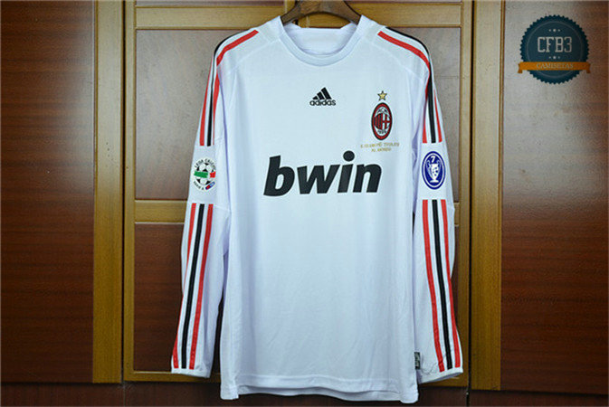 Camiseta 2008-09 AC Milan Manga Larga 2ª Equipación Blanco