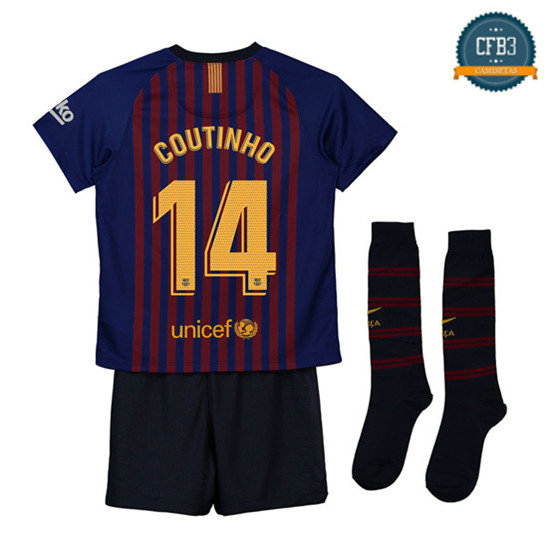 Camiseta Barcelona 1ª Equipación Niños 14 Coutinho 2018