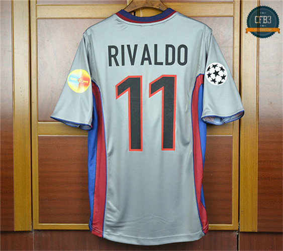 Camiseta 1999-00 Centennial Silver Barcelona 2ª Equipación Gris (11 Rivaldo)