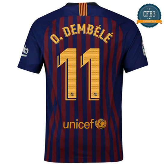 Camiseta Barcelona 1ª Equipación 11 O.Dembélé 2018