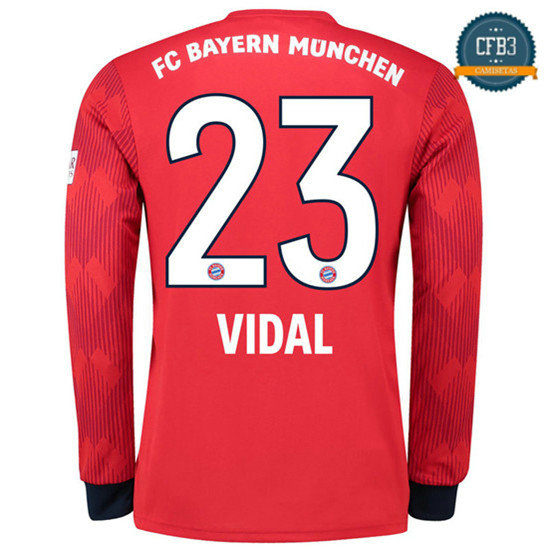 Camiseta Bayern Munich 1ª Equipación 23 Vidal Manga Larga 2018
