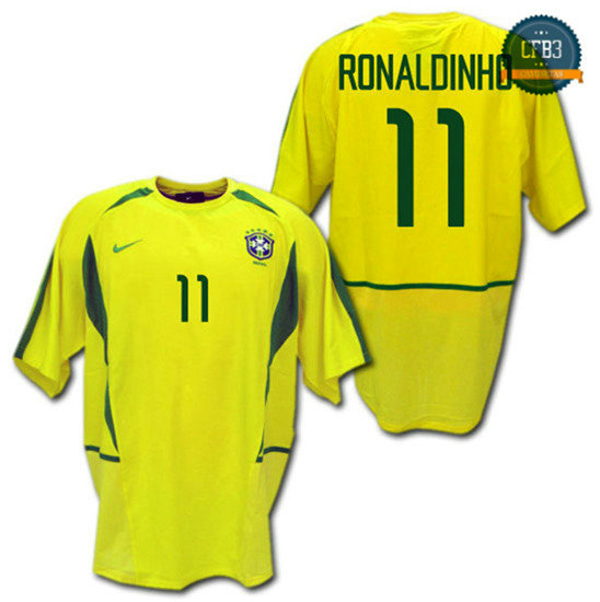 Camiseta 2002 Bresil 1ª Equipación (11 RONALDINHO)