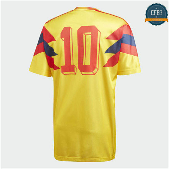 Camiseta 1990 Copa del Mundo Colombia Amarillo (10 Valderrama)