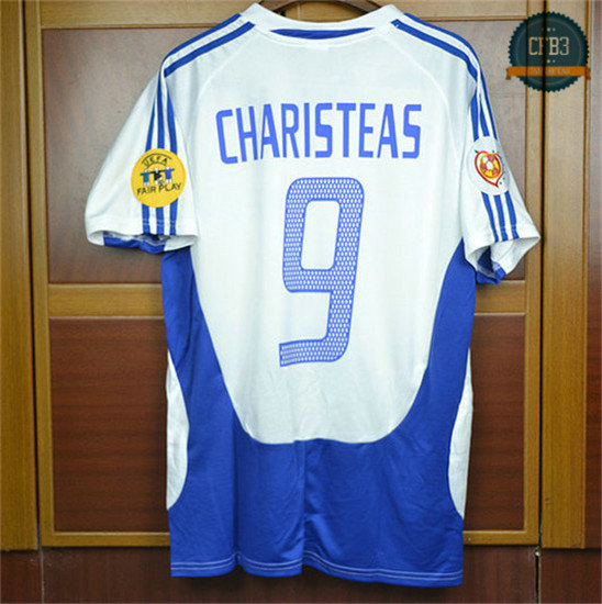 Camiseta 2004 Grecia 2ª Equipación Azul/Blanco Zagorakis Charisteas