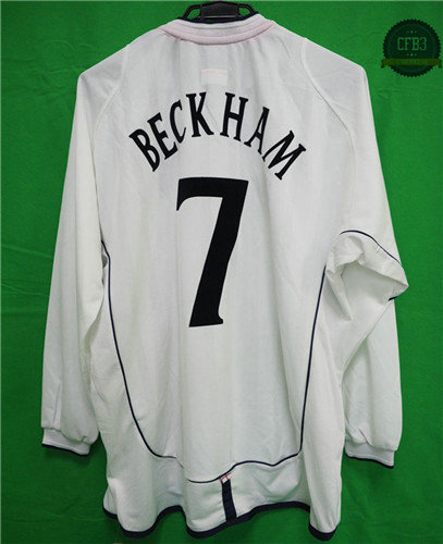 Camiseta 2002 Copa del Mundo Inglaterra Manga Larga 1ª Equipación (7 Beckham)