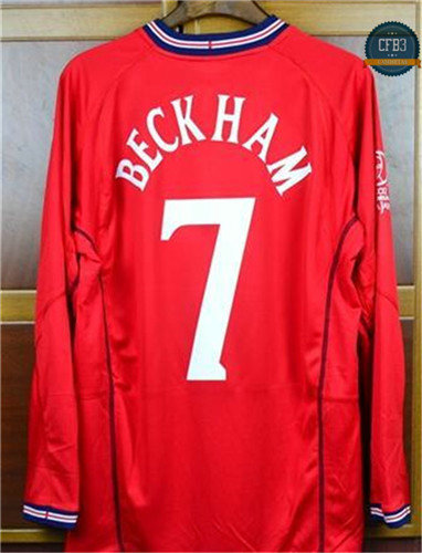 Camiseta 2002-03 Copa del Mundo Inglaterra Manga Larga 2ª Equipación (7 Beckham)