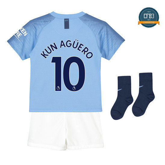 Camiseta Manchester City 1ª Equipación Niños 10 Kun Agüero 2018