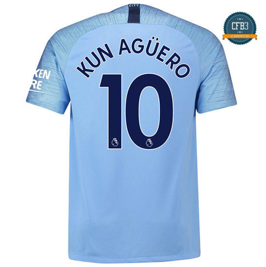 Camiseta Manchester City 1ª Equipación 10 Kun Agüero 2018