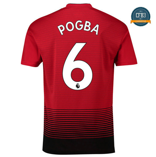 Camiseta Manchester United 1ª Equipación 6 Pogba 2018