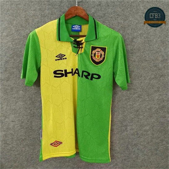 Camiseta 1992-94 Manchester United 2ª Equipación Verde/Amarillo