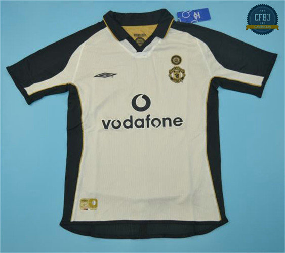 Camiseta 2001-02 Manchester united 3ª Equipación Blanco