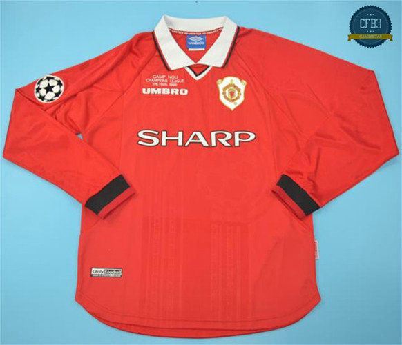 Camiseta 1999 Manchester United Manga Larga 1ª Equipación (UCL final)