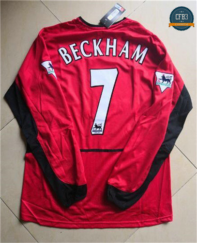Camiseta 2002-03 Manchester United Manga Larga 1ª Equipación (7 Beckham)