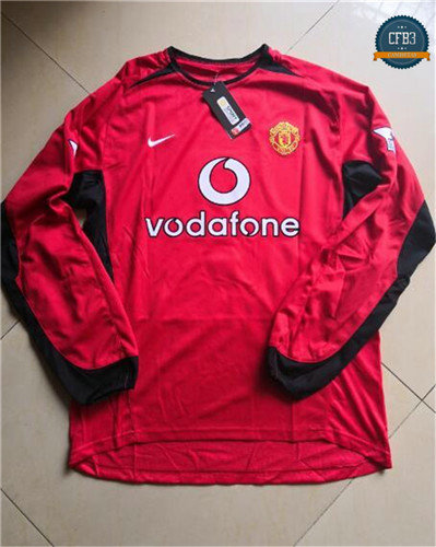 Camiseta 2002-03 Manchester United Manga Larga 1ª Equipación